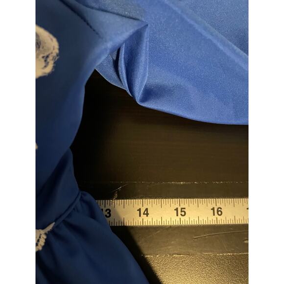 Vintage Marthas Miniatures Girls Dress Size 4T Blue Satin Ruffle Lace Pageant - Picture 6 of 8